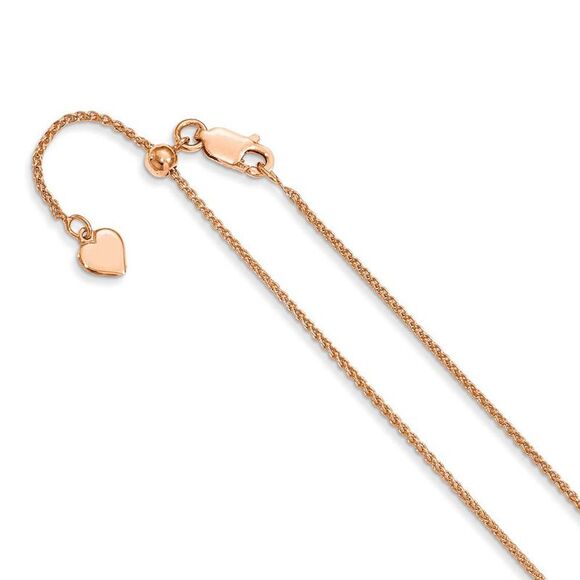 1.3mm Rose Gold Tone Plated Silver Adj. Wheat Chain Necklace, 30 Inch - Picture 1 of 5